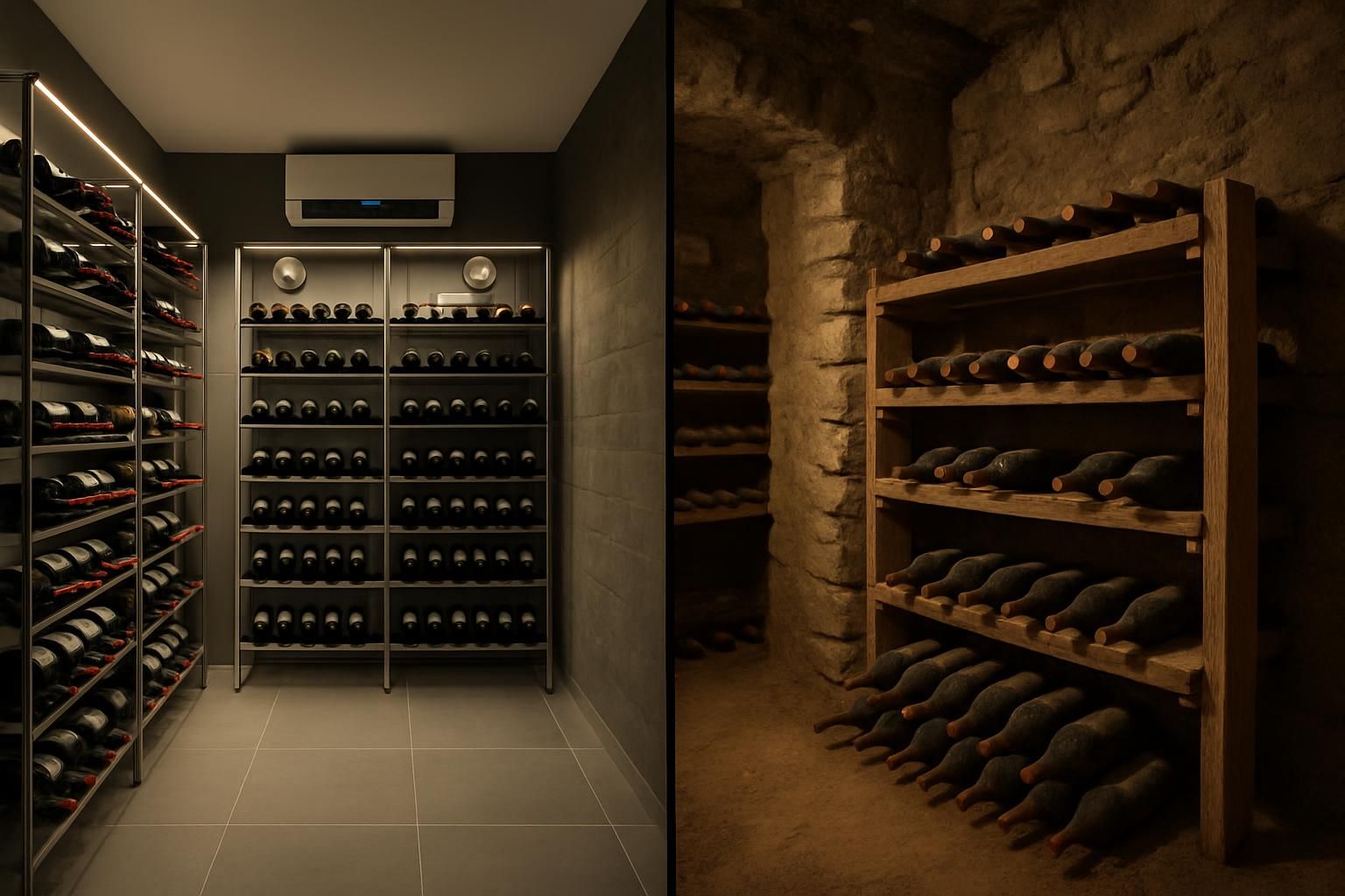 Cave à vin versus cave traditionnelle : avantages et inconvénients - Guide Cave à Vin découvrez les avantages et inconvénients d'une cave à vin moderne comparée à une cave traditionnelle pour bien conserver vos bouteilles.